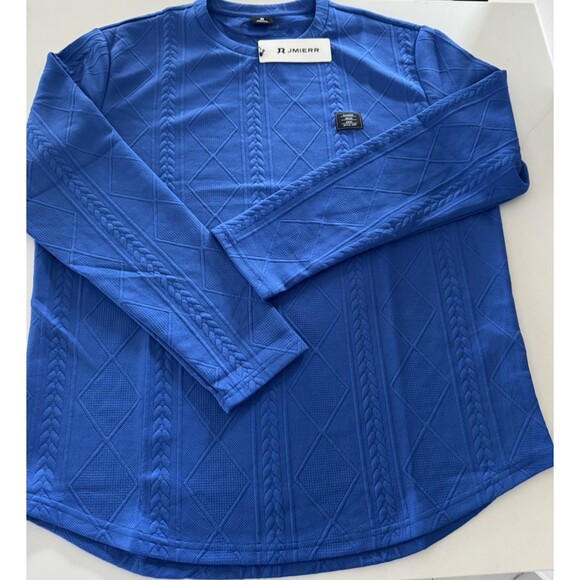 JMIERR Men Casual Long Sleeve Shirt Crew Neck Collar Pullover Sweatshirt XL blue - Picture 7 of 14